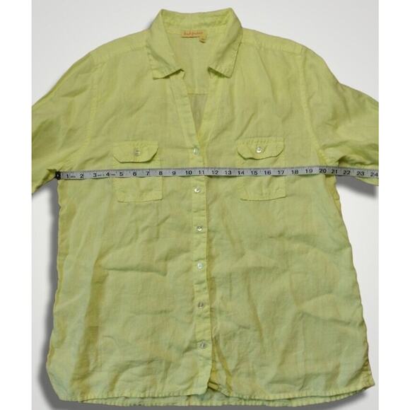 Fresh Produce 100% Linen Roll Tab Button Up Yellow Size Large - Picture 5 of 7